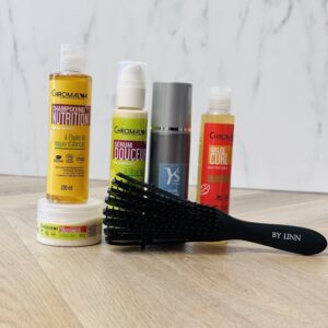 chromalya nutrition, serum douceur, gelee curl. artistique curl power, brush by linn